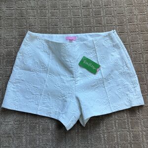 Lilly Pulitzer Monroe Shorts Women's 10 Resort White Elephant Pique Jacquard NWT